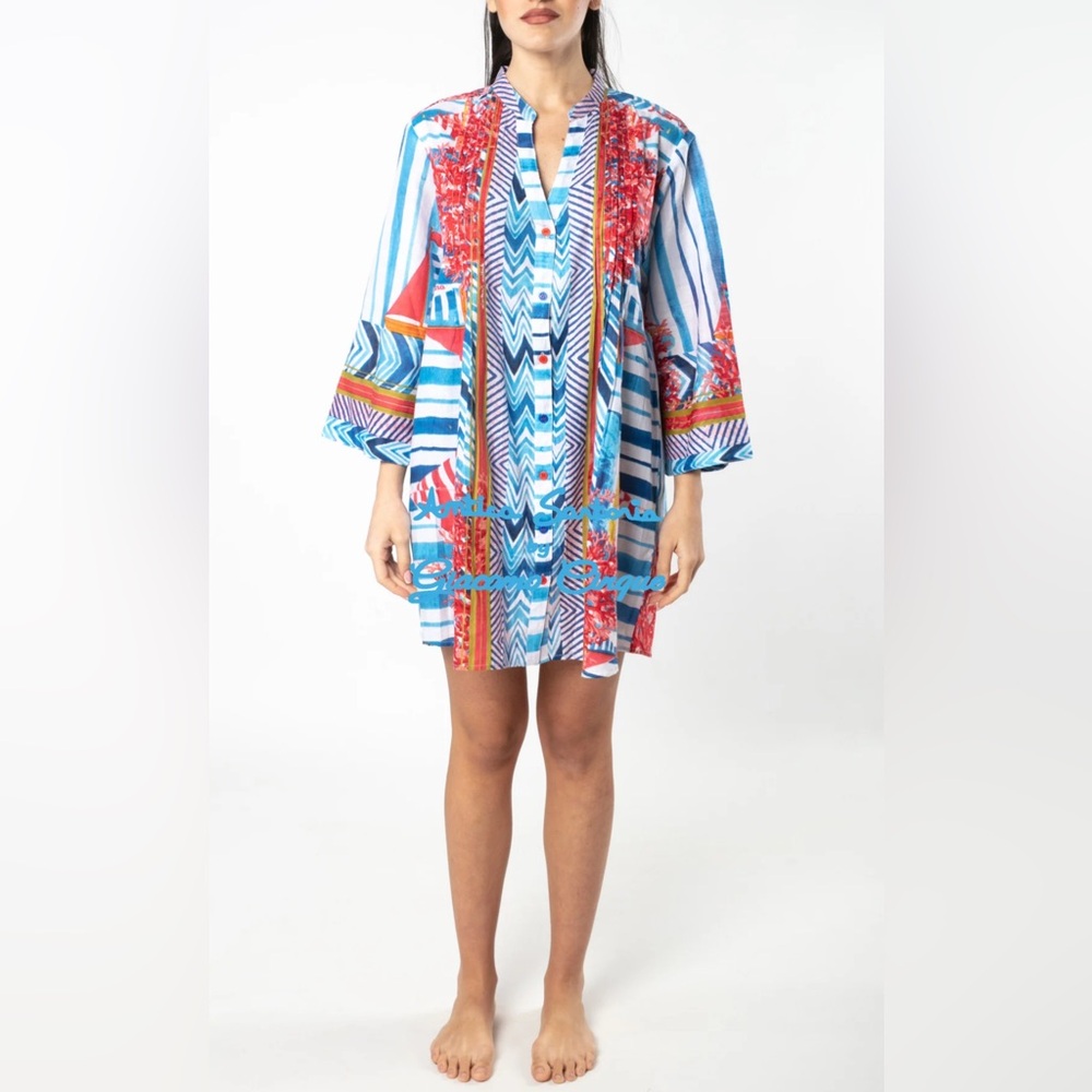 ANTICA SARTORIA Coral Beach Dress 100% Cotton Coverup. 🇮🇹